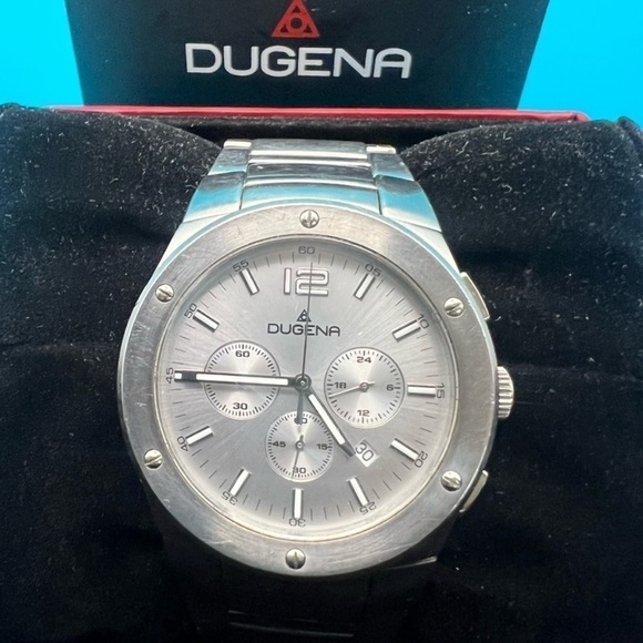 DUGENA OS20 Chronograph Quartz Men’s Watch | Stainless Steel Vintage - Picture 12 of 16